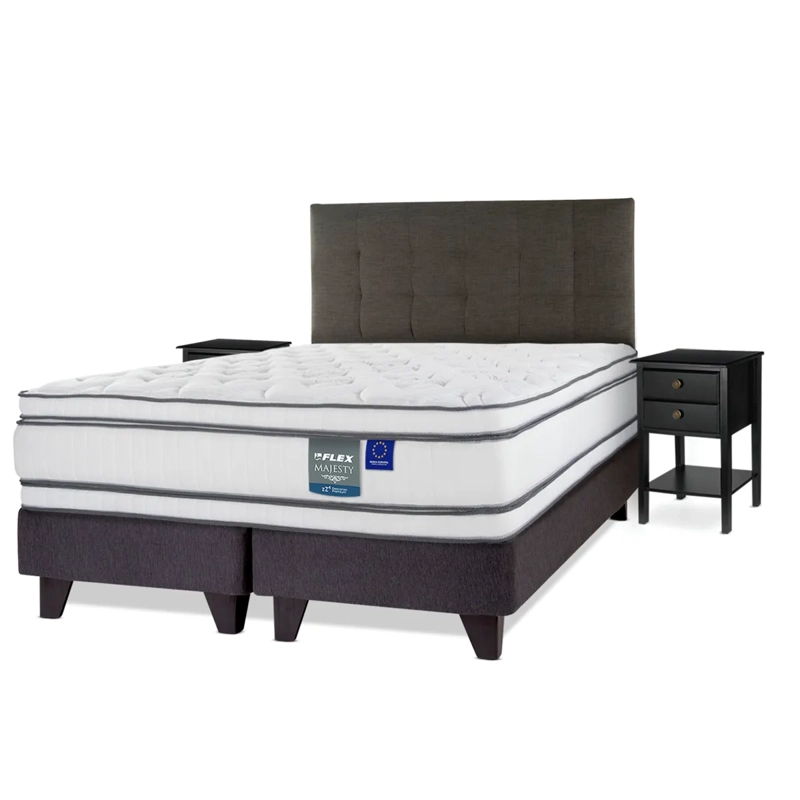 JUEGO DE DORMITORIO FLEX CAMA EUROPEA MAJESTY BD 2 PLAZAS + RESPALDO DESIGN GRAFITO + VELADORES ROVER - 2