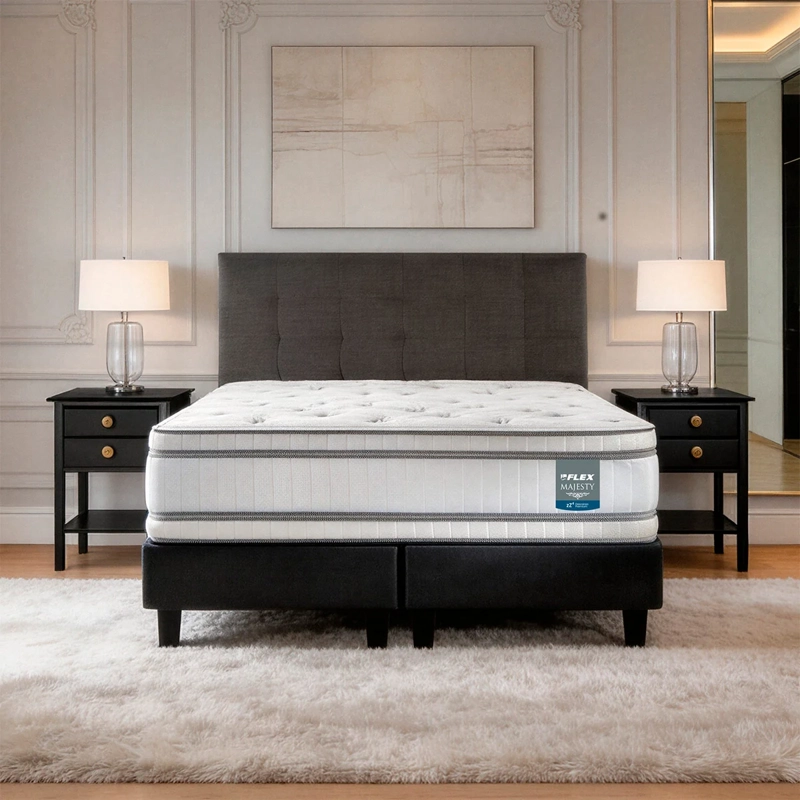 JUEGO DE DORMITORIO FLEX CAMA EUROPEA MAJESTY KING + RESPALDO DESIGN GRAFITO + VELADORES ROVER - 5
