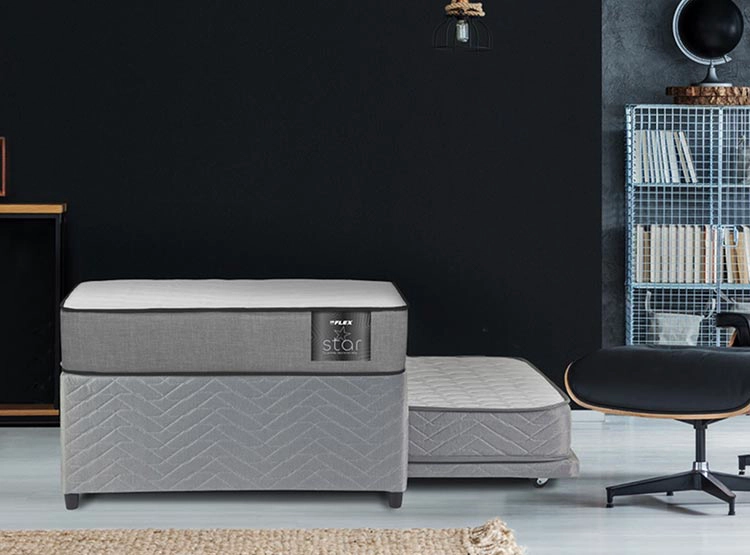 JUEGO DE DORMITORIO FLEX CAMA DIVAN STAR 1 PLAZA GRIS + RESPALDO ROYAL + VELADOR ROCK - 5