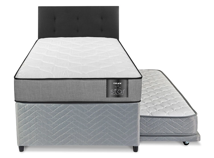 JUEGO DE DORMITORIO FLEX CAMA DIVAN STAR 1.5 PLAZAS GRIS + RESPALDO ROYAL - 1