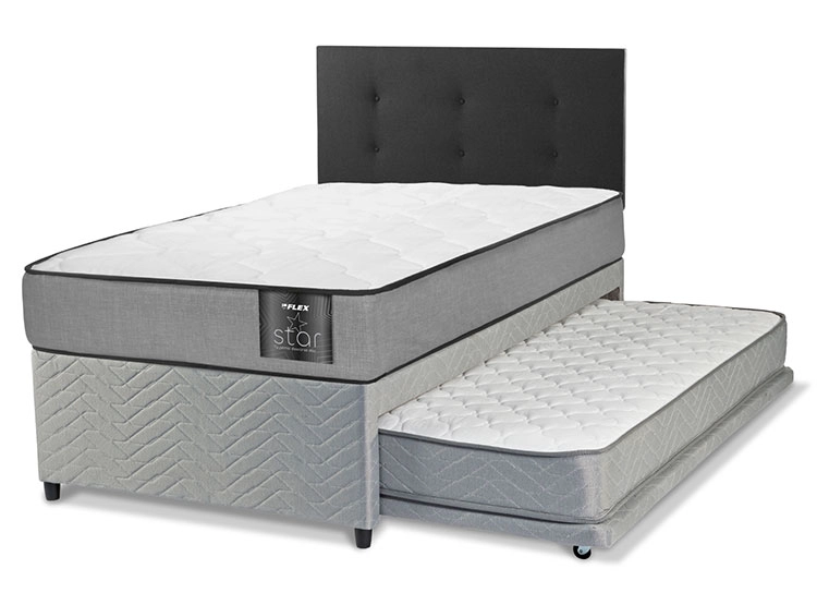 JUEGO DE DORMITORIO FLEX CAMA DIVAN STAR 1.5 PLAZAS GRIS + RESPALDO ROYAL - 2