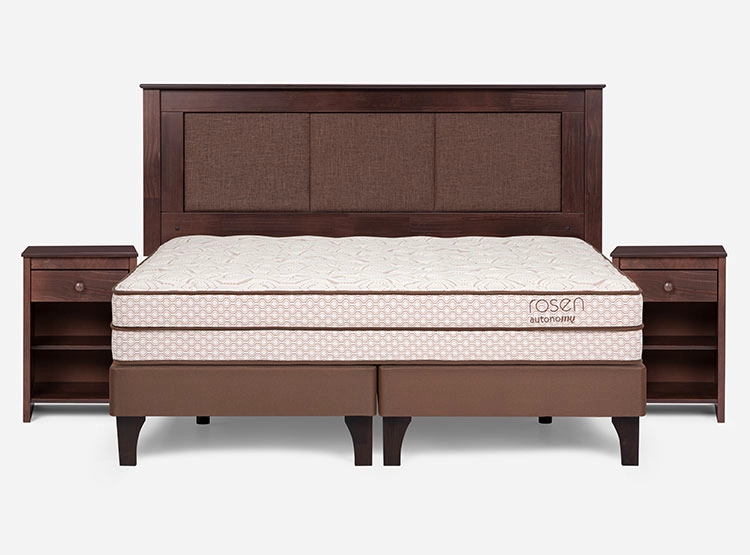 JUEGO DE DORMITORIO ROSEN CAMA EUROPEA AUTONOMY LAND BD 2 PLAZAS CAFÉ + SET RACHEL - 1