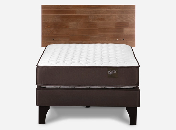 JUEGO DE DORMITORIO ROSEN CAMA EUROPEA ERGO T NEW 1.5 PLAZAS CAFÉ + RESPALDO TABOR - 1