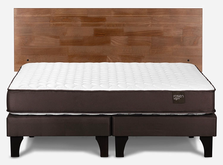 JUEGO DE DORMITORIO ROSEN CAMA EUROPEA ERGO T NEW BD 2 PLAZAS CAFÉ + RESPALDO TABOR - 1