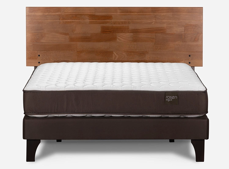 JUEGO DE DORMITORIO ROSEN CAMA EUROPEA ERGO T NEW BN 2 PLAZAS CAFÉ + RESPALDO TABOR - 1