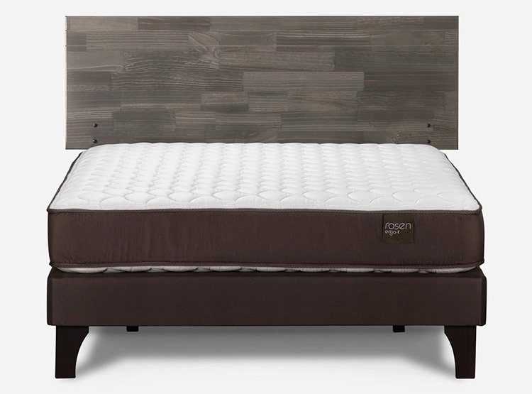 JUEGO DE DORMITORIO ROSEN CAMA EUROPEA ERGO T NEW BN 2 PLAZAS CAFÉ + RESPALDO TABOR GRIS - 1