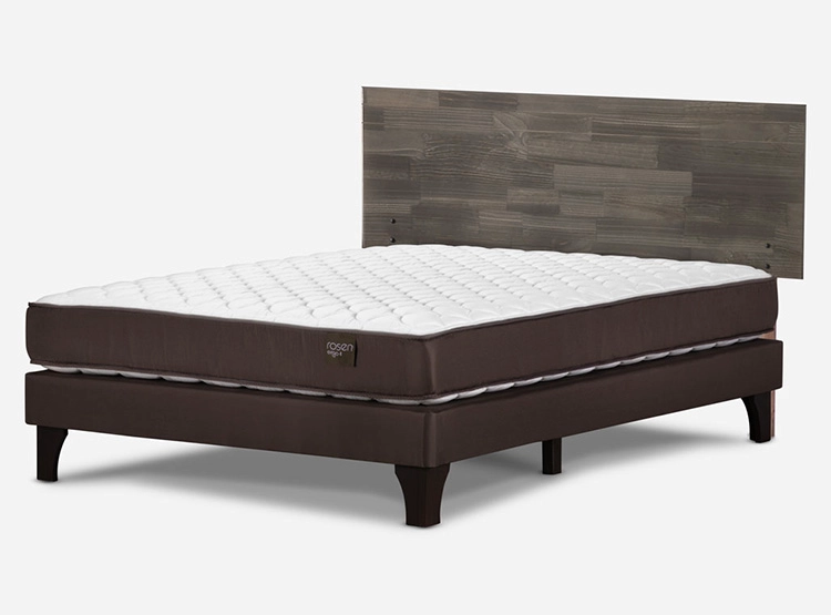 JUEGO DE DORMITORIO ROSEN CAMA EUROPEA ERGO T NEW BN 2 PLAZAS CAFÉ + RESPALDO TABOR GRIS - 2