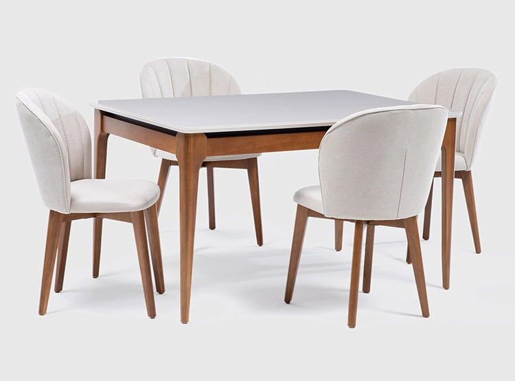 JUEGO DE COMEDOR DECOCASA ADDAR ALBA SP 4 SILLAS BLANCO - 1