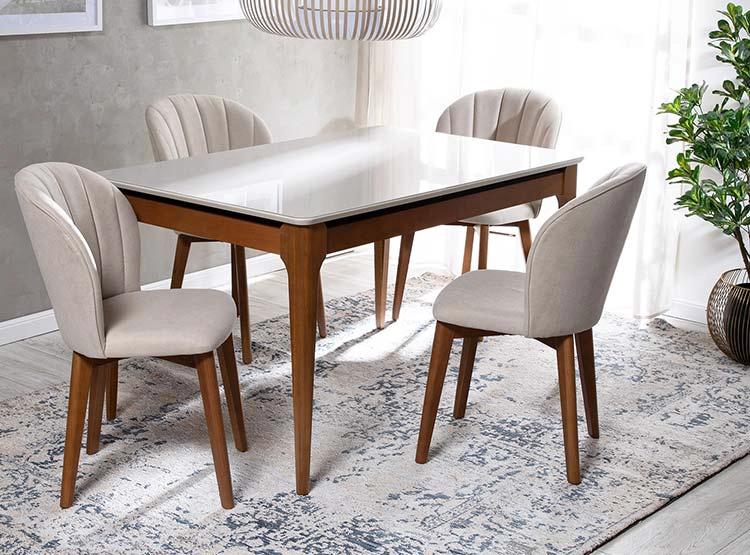 JUEGO DE COMEDOR DECOCASA ADDAR ALBA SP 4 SILLAS BLANCO - 9