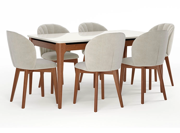 JUEGO DE COMEDOR DECOCASA ADDAR ALBA 6 SILLAS BLANCO - 1