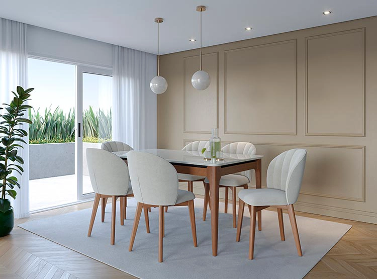 JUEGO DE COMEDOR DECOCASA ADDAR ALBA 6 SILLAS BLANCO - 6