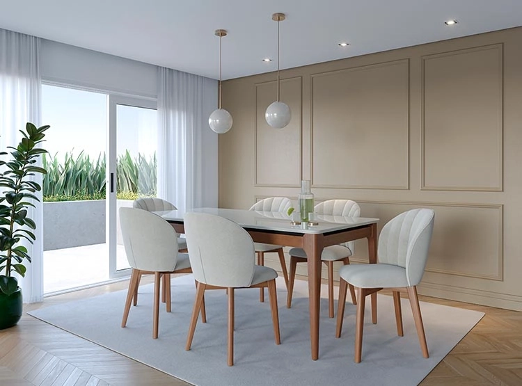 JUEGO DE COMEDOR DECOCASA ADDAR ALBA 6 SILLAS BLANCO - 8