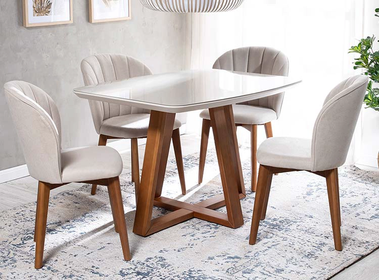 JUEGO DE COMEDOR DECOCASA BENNET ALBA SP 4 SILLAS BLANCO - 8