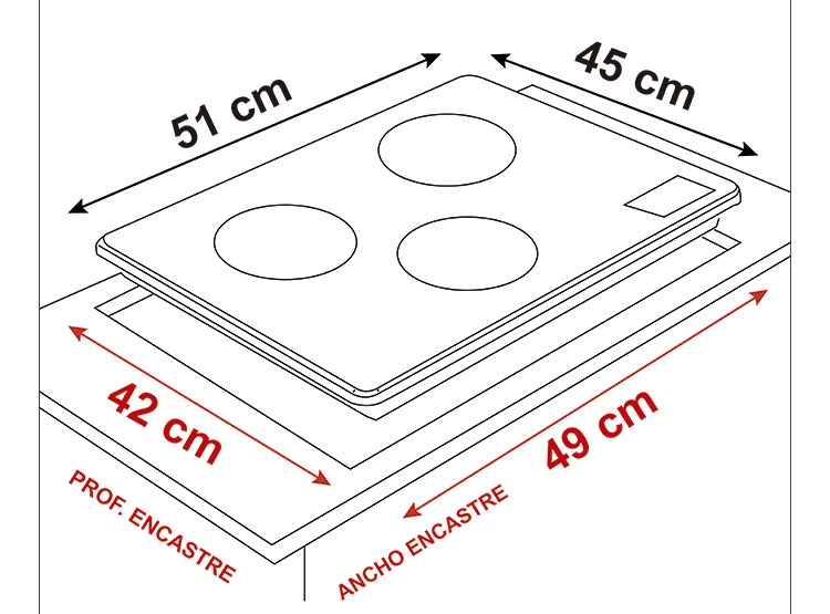 ENCIMERA ELÉCTRICA PLACAS DE INDUCCIÓN SINDELEN 3 PLATOS CEI-4342NG - 4