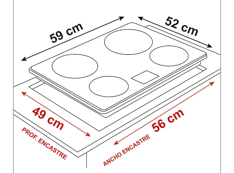 ENCIMERA ELÉCTRICA PLACAS DE INDUCCIÓN SINDELEN 4 PLATOS CEI-4602NG - 5