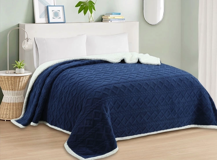FRAZADA ANDES JACQUARD 1.5 PLAZAS 210 X 160 CM SHERPA AZUL
