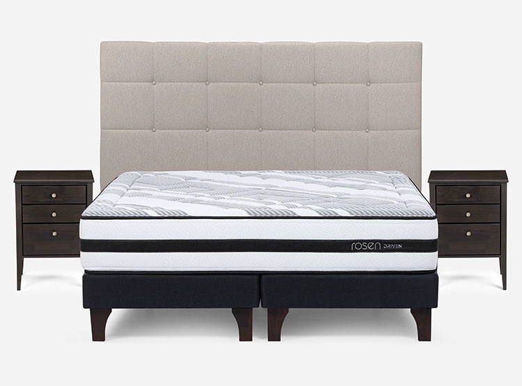 JUEGO DE DORMITORIO ROSEN CAMA EUROPEA DRIVEN SÚPER KING GRAFITO + SET ISSEY NIEBLA - 1