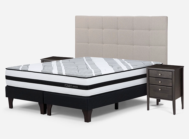 JUEGO DE DORMITORIO ROSEN CAMA EUROPEA DRIVEN SÚPER KING GRAFITO + SET ISSEY NIEBLA - 2