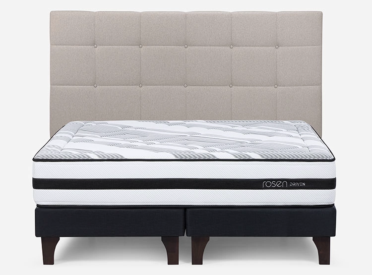 JUEGO DE DORMITORIO ROSEN CAMA EUROPEA DRIVEN SÚPER KING GRAFITO + RESPALDO ISSEY NIEBLA - 1