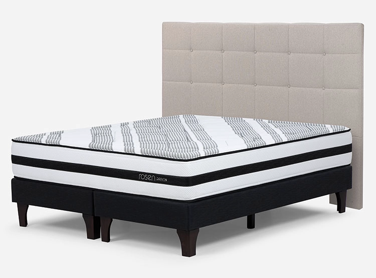 JUEGO DE DORMITORIO ROSEN CAMA EUROPEA DRIVEN SÚPER KING GRAFITO + RESPALDO ISSEY NIEBLA - 2