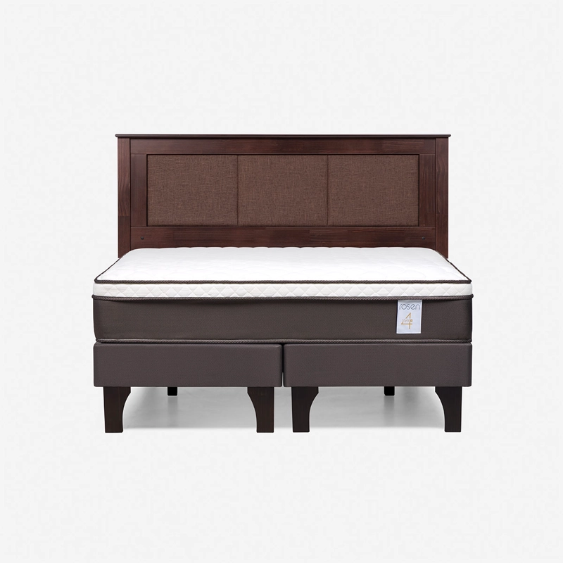 JUEGO DE DORMITORIO ROSEN CAMA EUROPEA NEW STYLE 4 PLUS BD 2 PLAZAS CAFÉ + RESPALDO RACHEL - 1