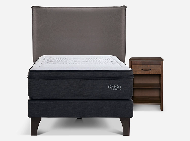 JUEGO DE DORMITORIO ROSEN CAMA EUROPEA TEMPO 1.5 PLAZAS GRAFITO + SET MAURICE CHOCOLATE - 1