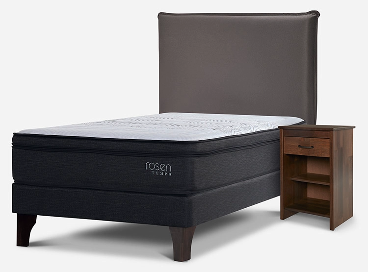 JUEGO DE DORMITORIO ROSEN CAMA EUROPEA TEMPO 1.5 PLAZAS GRAFITO + SET MAURICE CHOCOLATE - 2