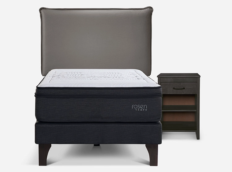 JUEGO DE DORMITORIO ROSEN CAMA EUROPEA TEMPO 1.5 PLAZAS GRAFITO + SET MAURICE GRIS - 1