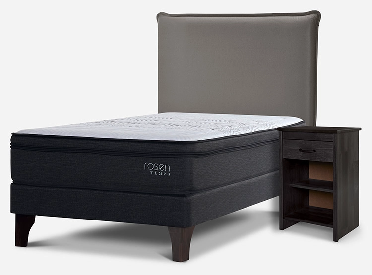 JUEGO DE DORMITORIO ROSEN CAMA EUROPEA TEMPO 1.5 PLAZAS GRAFITO + SET MAURICE GRIS - 2