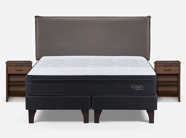 JUEGO DE DORMITORIO ROSEN CAMA EUROPEA TEMPO BD 2 PLAZAS GRAFITO + SET MAURICE CHOCOLATE - 1