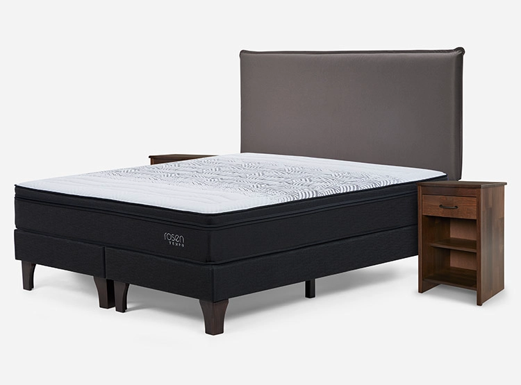 JUEGO DE DORMITORIO ROSEN CAMA EUROPEA TEMPO BD 2 PLAZAS GRAFITO + SET MAURICE CHOCOLATE - 2