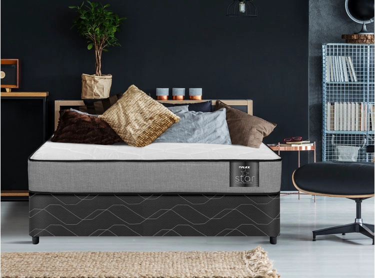 JUEGO DE DORMITORIO FLEX CAMA AMERICANA STAR BD 2 PLAZAS GRIS + RESPALDO ROYAL - 5