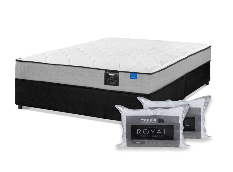 JUEGO DE DORMITORIO FLEX CAMA AMERICANA STAR BD 2 PLAZAS GRIS + ALMOHADAS - 2