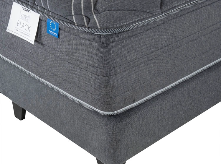 JUEGO DE DORMITORIO FLEX CAMA EUROPEA BLACK KING GRIS + RESPALDO ROYAL + VELADORES ROVER - 3