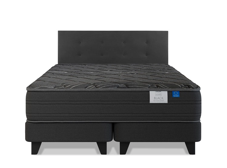 JUEGO DE DORMITORIO FLEX CAMA EUROPEA BLACK KING GRIS + RESPALDO ROYAL - 1