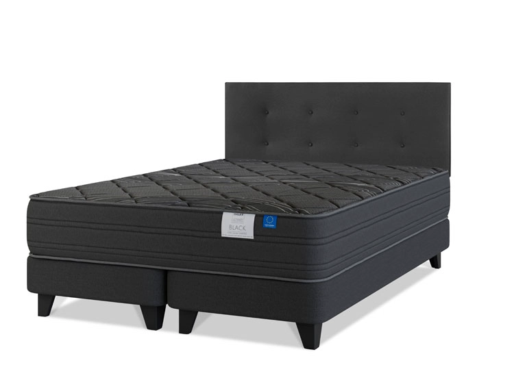JUEGO DE DORMITORIO FLEX CAMA EUROPEA BLACK KING GRIS + RESPALDO ROYAL - 2