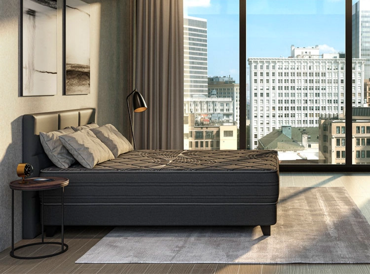 JUEGO DE DORMITORIO FLEX CAMA EUROPEA BLACK KING GRIS + RESPALDO ROYAL - 5
