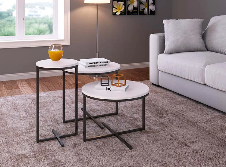 SET 3 MESAS DE CENTRO DECOCASA VOLPI NEGRO 50 X 50 CM - 3