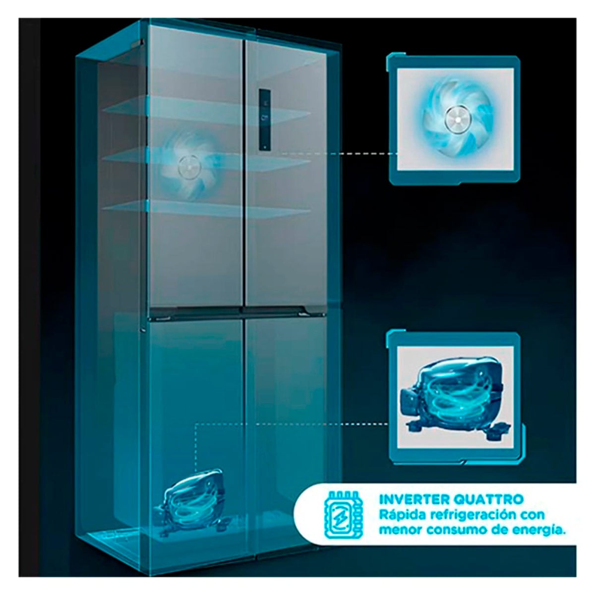 REFRIGERADOR SIDE BY SIDE MIDEA MDRM554MTE50 NO FROST 396L PLATA - 7