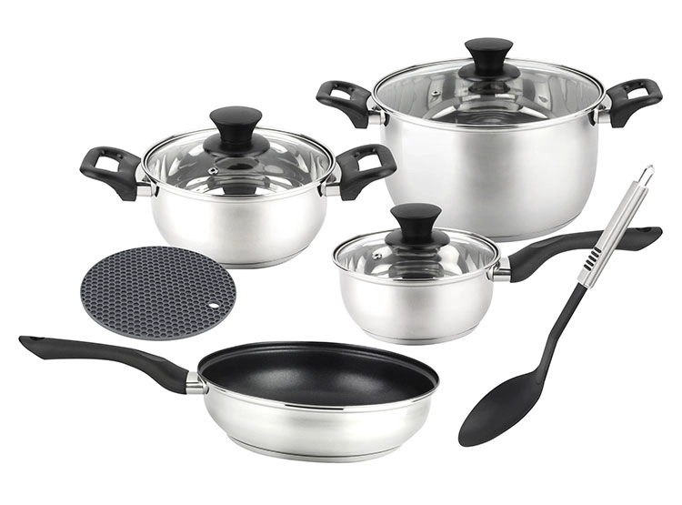 BATERÍA DE COCINA MARMICOC BALI INOXIDABLE ACERO 9 PIEZAS - 1