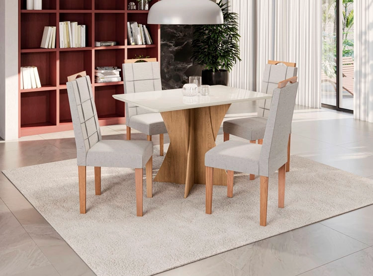 JUEGO DE COMEDOR YARDAS TRENTO 4 SILLAS BLANCO - 3