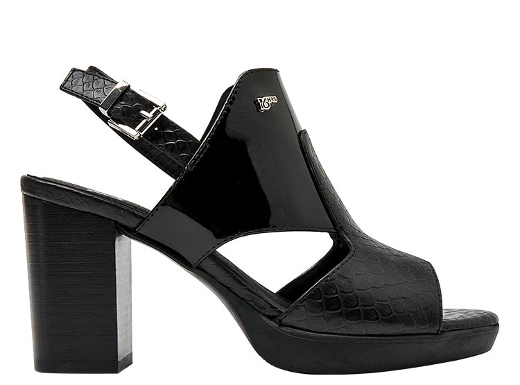 SANDALIAS CUERO MUJER 16 HRS NEGRO I046 - 1