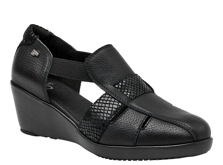 SANDALIAS CUERO MUJER 16 HRS NEGRO K046 - 1