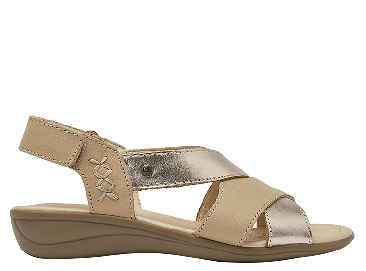 SANDALIAS CUERO MUJER CARRANO BEIGE RI046 - 1