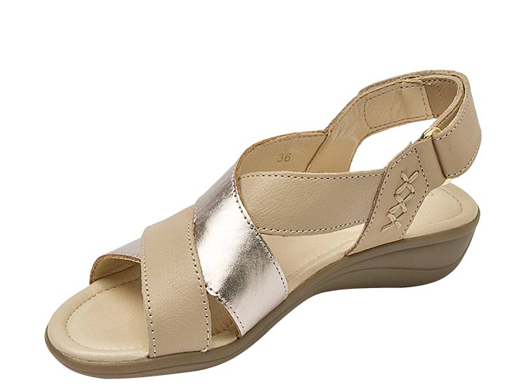 SANDALIAS CUERO MUJER CARRANO BEIGE RI046 - 3