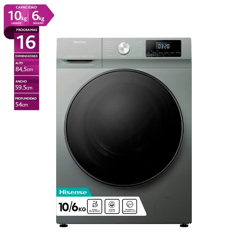 LAVADORA SECADORA HISENSE WD3Q1042BT 10KG/6KG GRIS - 1