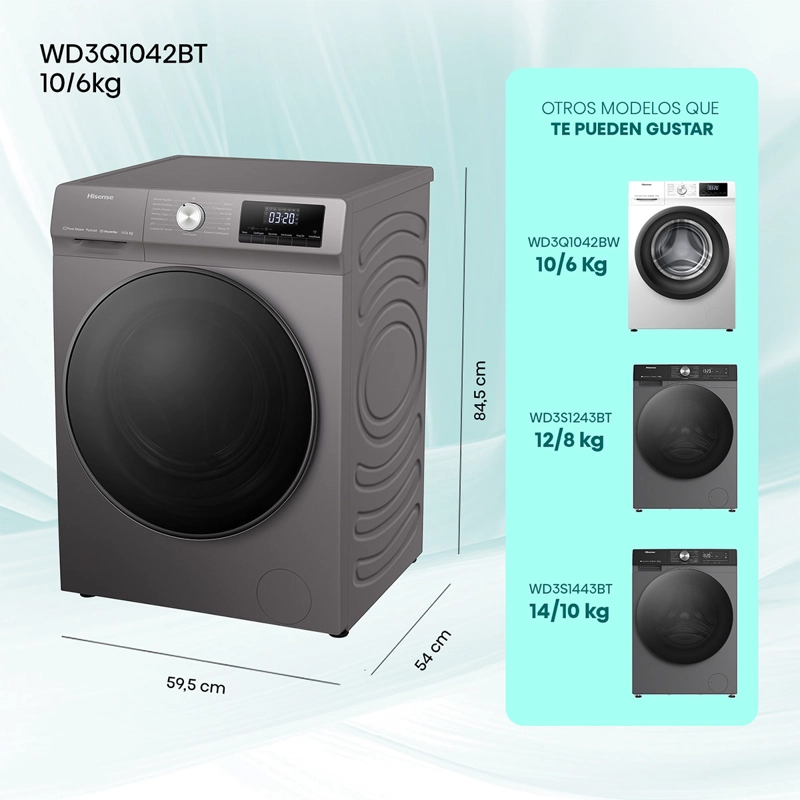 LAVADORA SECADORA HISENSE WD3Q1042BT 10KG/6KG GRIS - 3