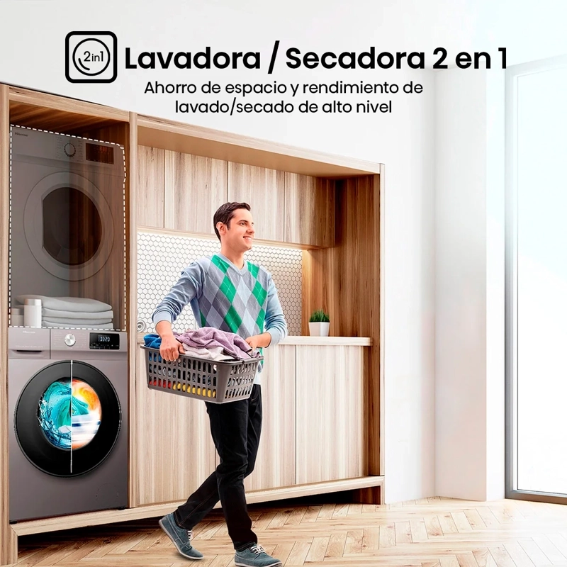 LAVADORA SECADORA HISENSE WD3Q1042BT 10KG/6KG GRIS - 9