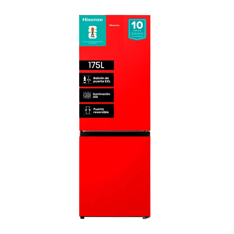 REFRIGERADOR BOTTOM FREEZER HISENSE RB215NR 165L FRÍO DIRECTO ROJO - 2