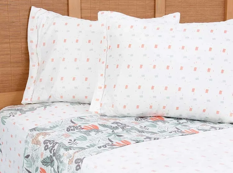 JUEGO DE SABANAS PLUMETTI ACACIA 2 PL CREMA ESTAMPADA - 2